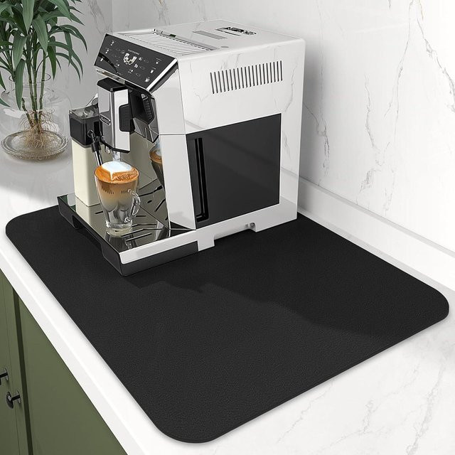 Saugfähige Kieselgur Abflussmatte von Yiran Furniture für die Küchenarbeitsplatte, Hitzebeständig und Trockenmatte, Schwarz, B: 60 cm, T: 50 cm - Bild 1