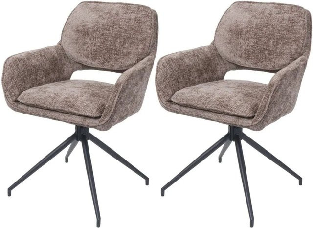 2er-Set MCW Esszimmerstuhl N74 in Braun mit Stoff Chenille und Auto-Return Funktion - Bild 2