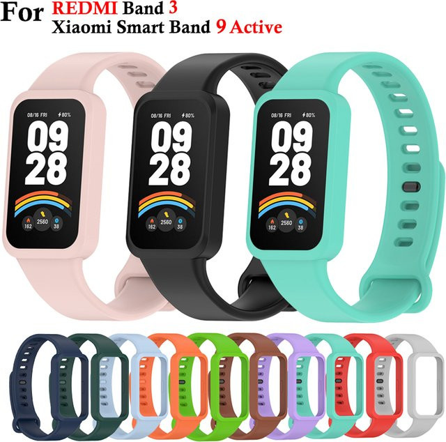 ATOPKEY Silikonarmband für Xiaomi Smart Band 9 und Redmi Band 3 mit PC-Gehäuse in Rot - Bild 1