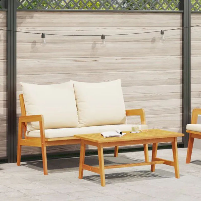 Vidaxl 2-tlg. Bistro-Set aus Massivholz Akazie mit Kissen in Braun und Natur - Bild 1
