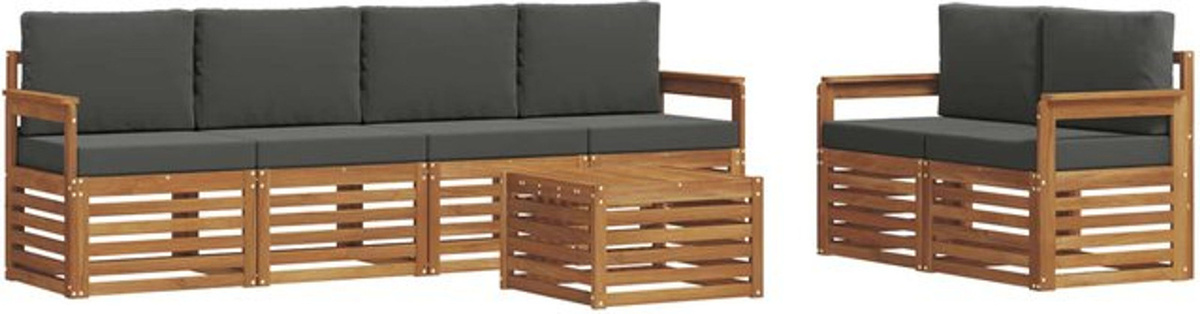 7-teilige Outdoor-Sofagarnitur aus Akazie mit Kissen von vidaXL in Natur und Anthrazit - Bild 1