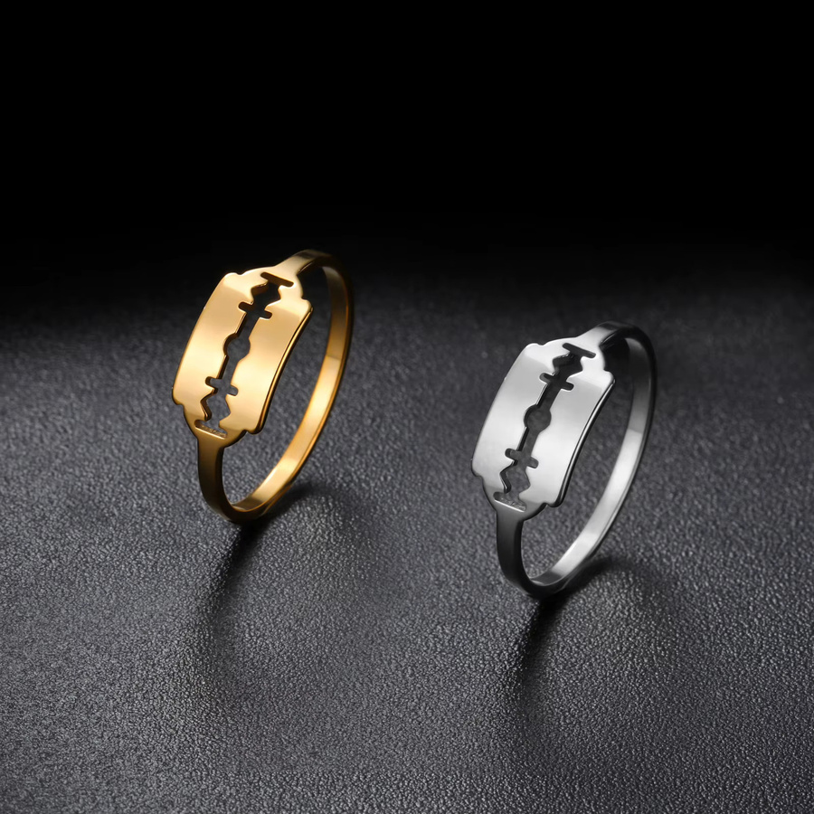 cazador Ring Rasierklingen-Form, Edelstahl, Gold, Unisex - Bild 3