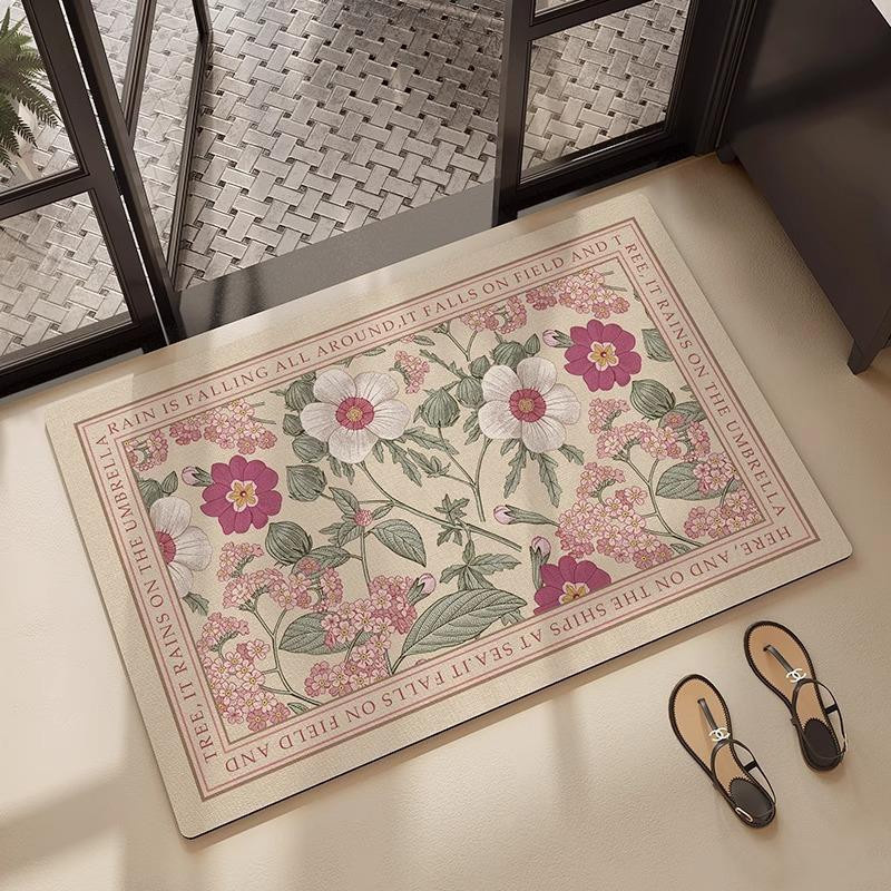Saugfähige Badezimmermatte aus Diatomeen-Schlamm von Yiran Furniture, schnell trocknend und rutschfest, floral, Mehrfarbig, B: 80 cm, L: 120 cm - Bild 2