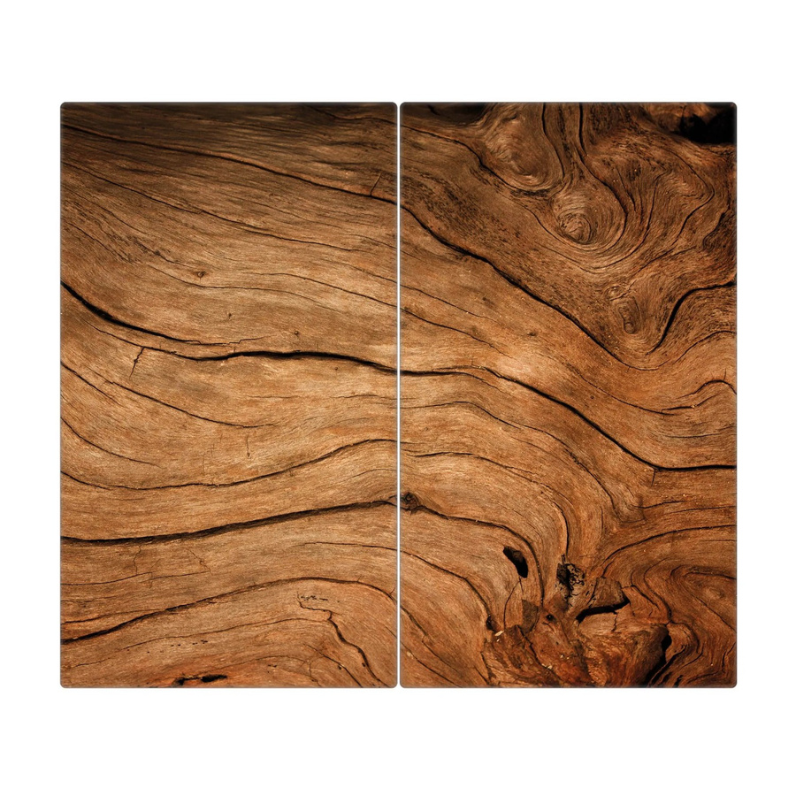 Banjado Herdabdeckplatte aus Glas zweiteilig mit Motiv Trockenes Holz, Farbe Braun, B/T: 30 x 52 cm pro Teil - Bild 2