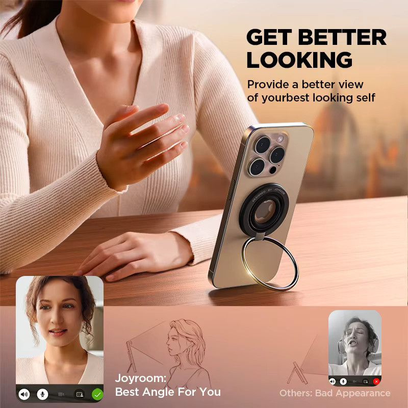 Joyroom Magnetischer Ring-Telefonhalter aus Silikon mit drehbarem Ringständer für iPhone 12 bis 16 Serie in Schwarz oder Weiß - Bild 3