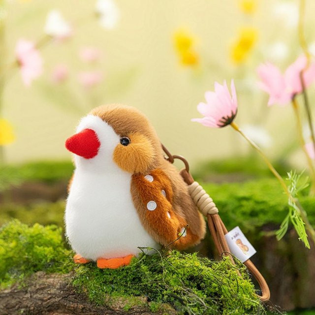 PRELEXT Schlüsselanhänger Vogel Plüsch, beige, Kinder - Bild 1