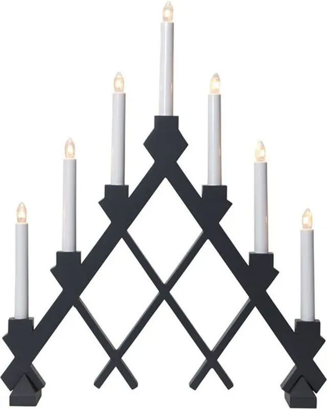 Star Trading Kerzenbogen aus Holz in Schwarz mit 7 E10 Kerzen für Weihnachten und Advent, H 53 cm, B 43 cm - Bild 1