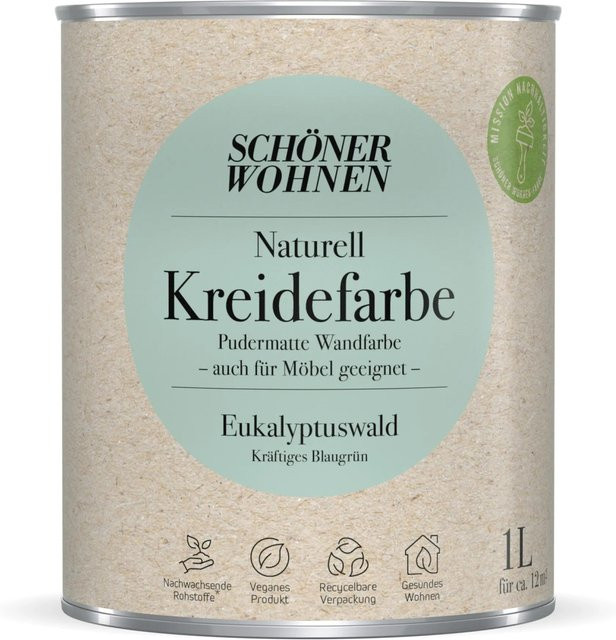 Schöner Wohnen Kreidefarbe Naturell in Eukalyptuswald Grün, wasserbasiert - Bild 1