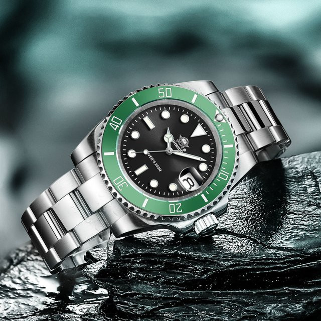 ADDIESDIVE Armbanduhr, Quarz, Edelstahl, Keramiklünette, Herren, Schwarz - Bild 1