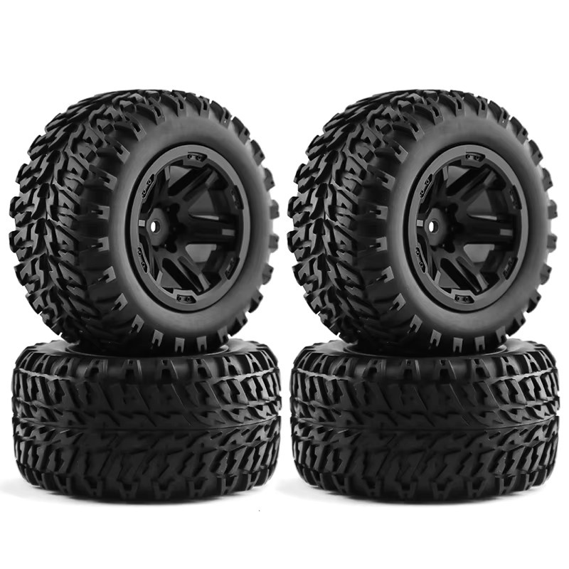 4-teiliges Set Sechskant-Gummireifen Räder, 100 mm, 12 mm, 1:16 - Bild 3