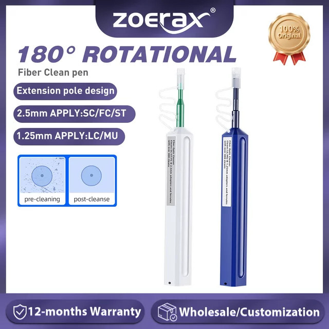ZoeRax Glasfaser-Reinigungsstift für SC, FC, ST, LC und MU Steckverbinder für effiziente Glasfaserwartung mit 800 Reinigungen - Bild 1