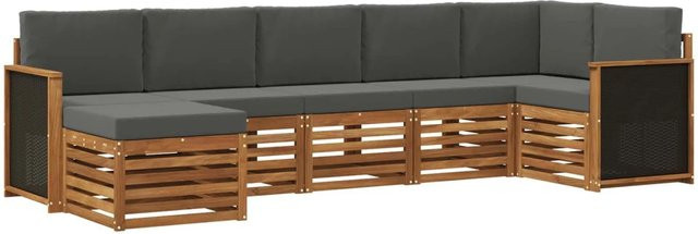 vidaXL Ecksofa Set in L-Form aus Akazienholz mit 6 Kissen in Anthrazit - Bild 1