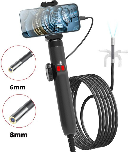 LAFOCH Auto-Endoskop Inspektionskamera mit 1080P Auflösung, 6 mm Durchmesser, 180-Grad-Lenkung und 8 LEDs, IP67 wasserdicht, Schwarz - Bild 1
