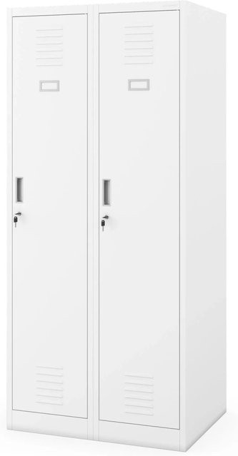 Jan Nowak Garderobenschrank Kacper D600 aus Metall in Weiß mit Scharniertüren, Kleiderstange und Regalböden, H x B x T: 180 x 80 x 60 cm - Bild 1
