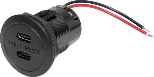 ProCar USB-C Doppelsteckdose PD/QC EV in Schwarz mit max. 2x 30 Watt und 3A für 12 oder 24 V/DC - Bild 1