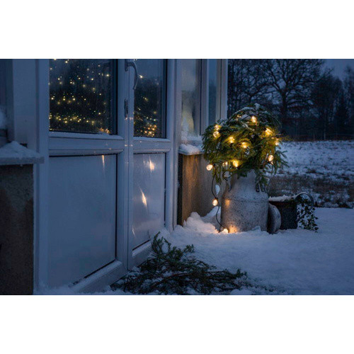 Konstsmide LED-Lichterkette für Garten und Terrasse, 20 bernsteinfarbene Birnen, schwarz, warmweißes Licht, IP44 wetterfest - Bild 3