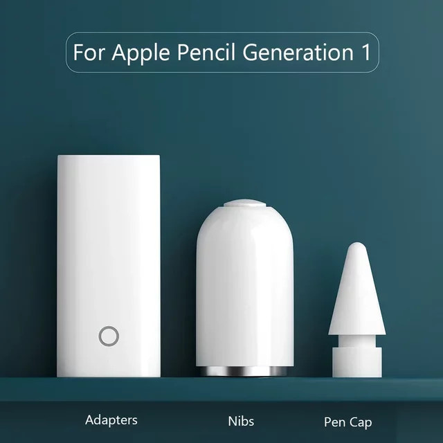 3er-Set Apple Pencil 1. Generation Zubehör: Ersatz-Spitzen, Kappen und Lade-Adapter in Weiß für dein iPad - Bild 1