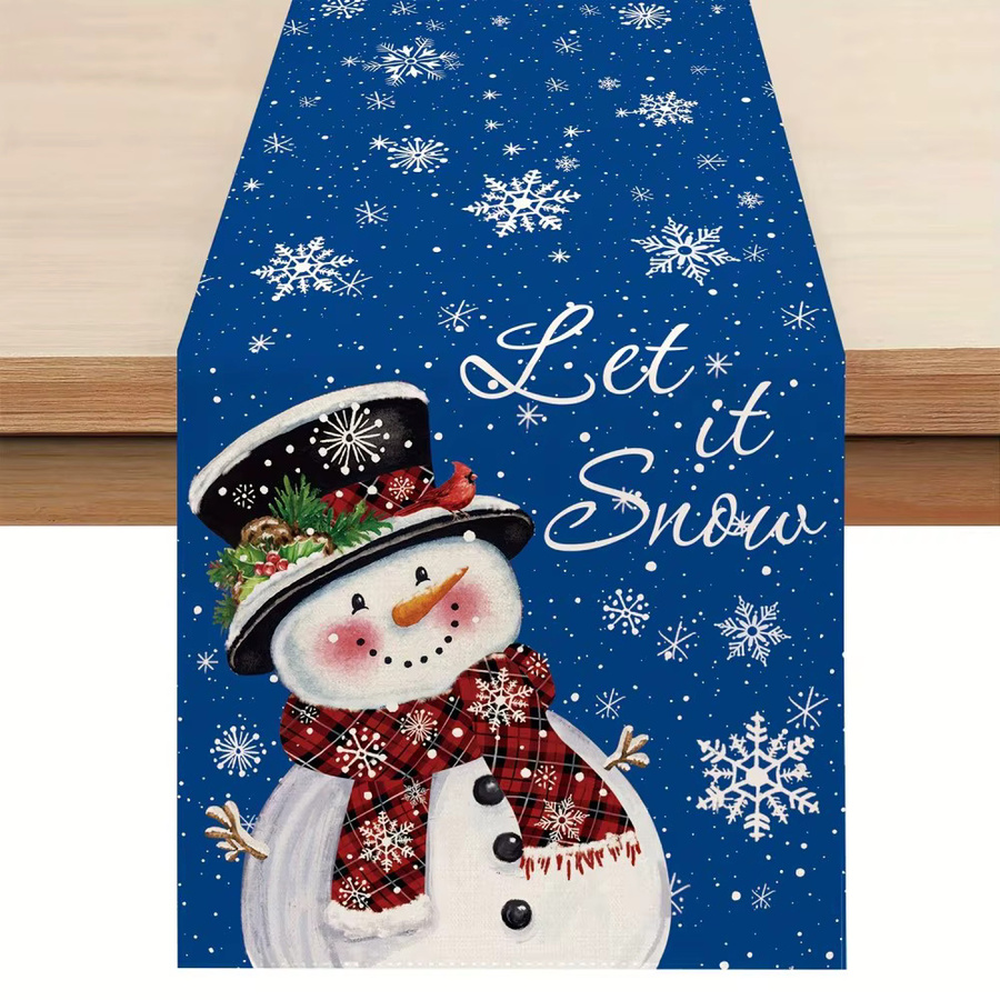 VIKAMA Weihnachts-Tischläufer in Blau mit verschneiter Dekoration für deinen Esstisch, B/H: 90 x 33 cm - Bild 5