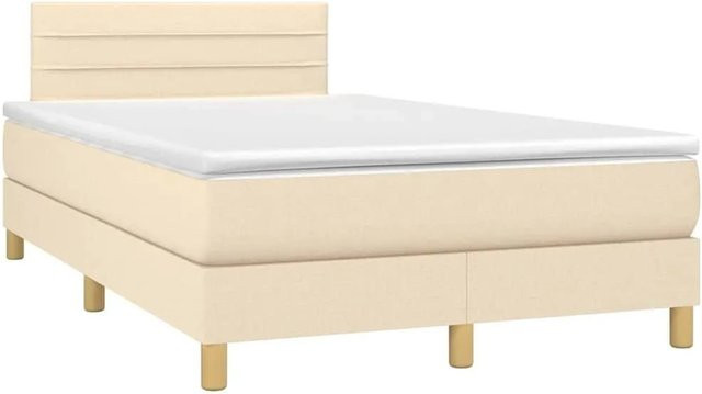 vidaXL Boxspringbett mit Matratze in Beige, Hybrid-Bett mit LED-Unterbettbeleuchtung und USB-Anschluss, B/T: 120 x 190 cm - Bild 1