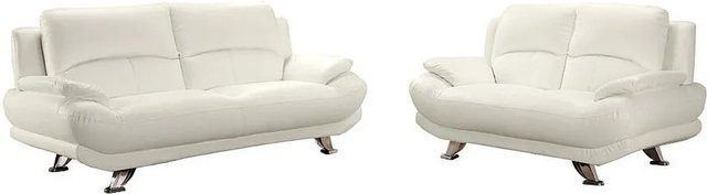 Couchgarnitur Musko Vente-unique in Elfenbein mit 3er und 2er Sofa, Breite: 200 cm, Tiefe: 150 cm - Bild 1