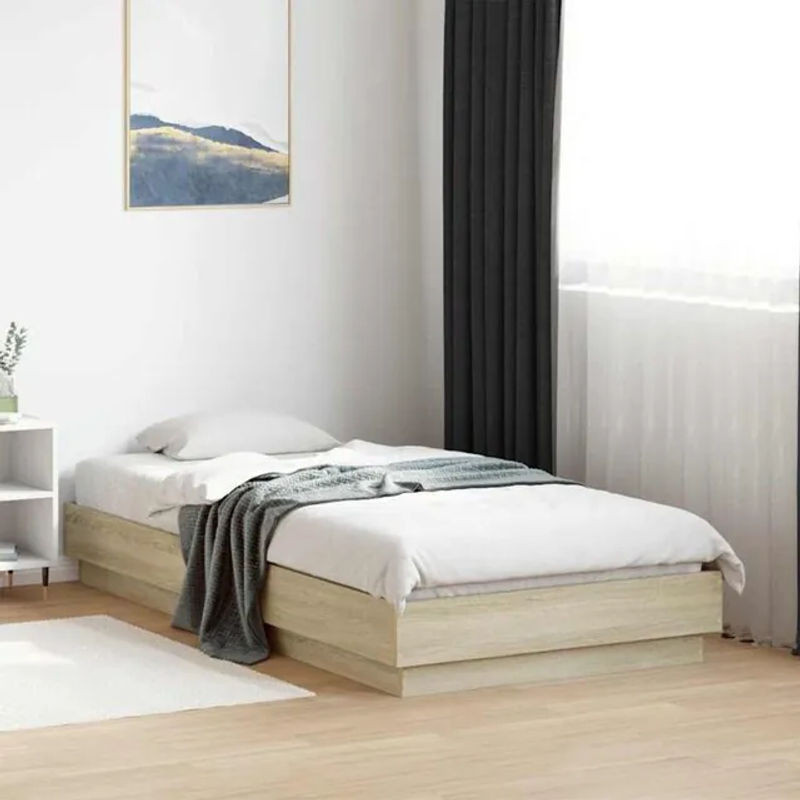 Vidaxl Einzelbett Bettgestell aus Holzwerkstoff in Sonoma-Eiche Natur, B/T/H: 90 x 190 cm - Bild 1