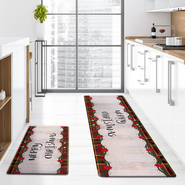 Rutschfeste Weihnachts-Küchenbodenmatte aus Polyester, Staubdicht und Festlich, Mehrfarbig, B/H/D: 120 x 44 x 0,8 cm - Bild 1