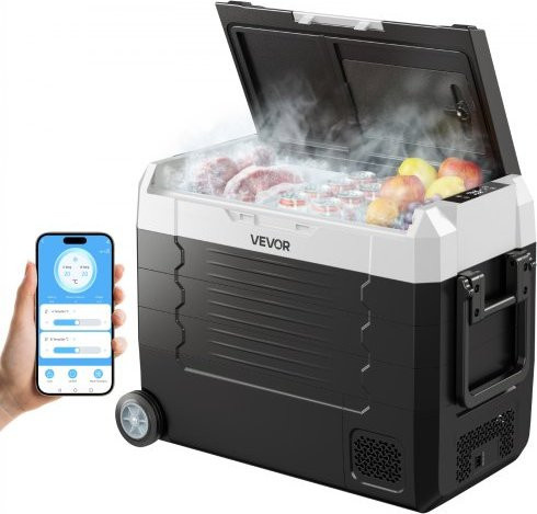 VEVOR Kompressor Kühlbox 45 L mit App-Steuerung und 2 Temperaturzonen, Tragbarer Autokühlschrank für Wohnmobile, Boote und Camping, 12/24 V DC und 100–240 V AC - Bild 1