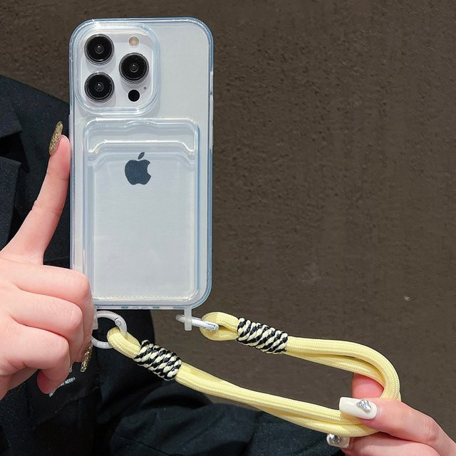 Transparente Stoßstange-Schutzhülle für iPhone 16 Pro Max 14 12 11 Plus XS XR 7 8 mit bunter Lanyard-Seilabdeckung in Multicolour - Bild 1