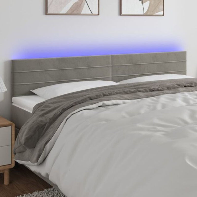 LED Kopfteil Vidaxl aus Samt in Grau, B/H: 160 x 78/88 cm, Tiefe: 5 cm - Bild 1