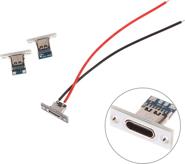Wasserdichter USB Typ-C Anschluss mit 2Pin 2P 4P Ladeport in Silber - Bild 1