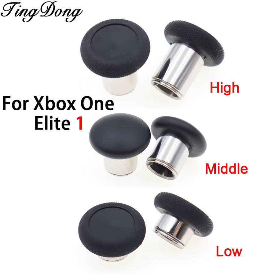 TingDong Metall-Pilzkopf-Wippenknöpfe für Xbox One Elite Series 1 Controller, 1 Paar, Schwarz, Set mit hohen, mittleren und niedrigen Tasten - Bild 2