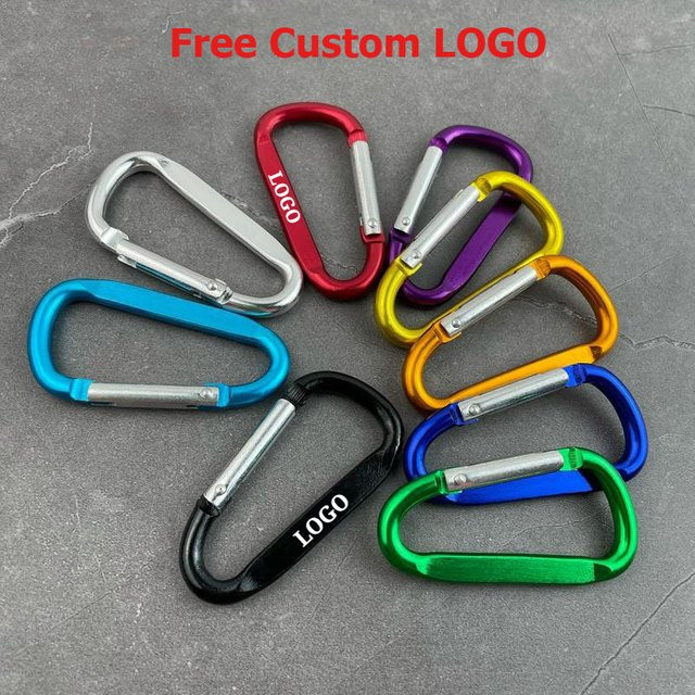 50 Stück personalisierte D-Form Karabinerhaken aus Aluminium in Multicolour für Schlüsselanhänger und Taschen, Größe D6 - Bild 1