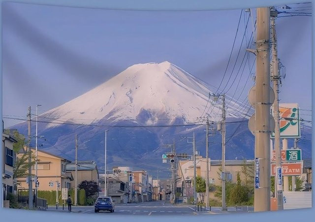 VIKAMA Wandteppich Mount Fuji Japanische Straßenszene Wanddekoration Mehrfarbig B: 60 cm, H: 40 cm - Bild 1