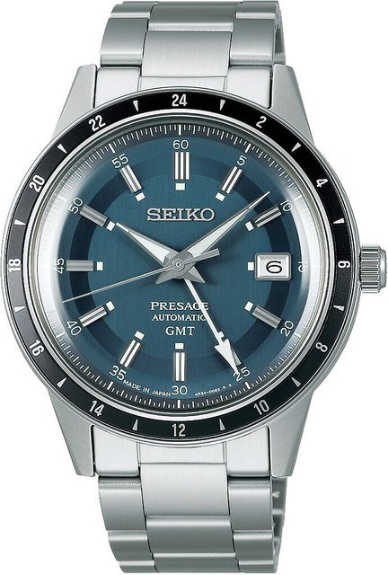 Seiko Presage GMT Automatik Herrenuhr, Edelstahl, Blau, 41 mm - Bild 1