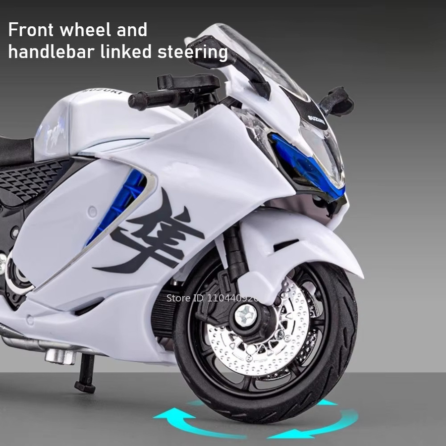 MAKEDA Motorrad Spielzeug Modell, 1:18, Blau, Metall - Bild 2