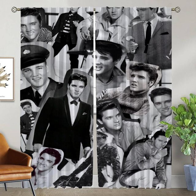 E-Elvis Verdunkelungsvorhang 2-teilig aus Polyester, semi-transparent, Weiß, B: 50 cm, H: 70 cm - Bild 1