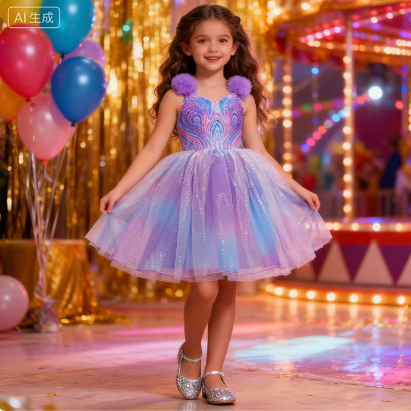 keaiyouhuo Prinzessin Hexe Kleid, Lila, Mädchen, Textil - Bild 2
