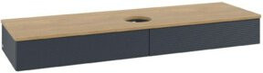 V&B Waschtischunterschrank Antao mit Frontstruktur in Eiche Honig, Wandmontage, Breite: 160 cm, Tiefe: 50 cm - Bild 1