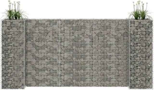 Furnicato H-förmiger Gabionen-Pflanzkorb aus Stahldraht in Silber, B/T/H: 260 x 40 x 120 cm - Bild 1