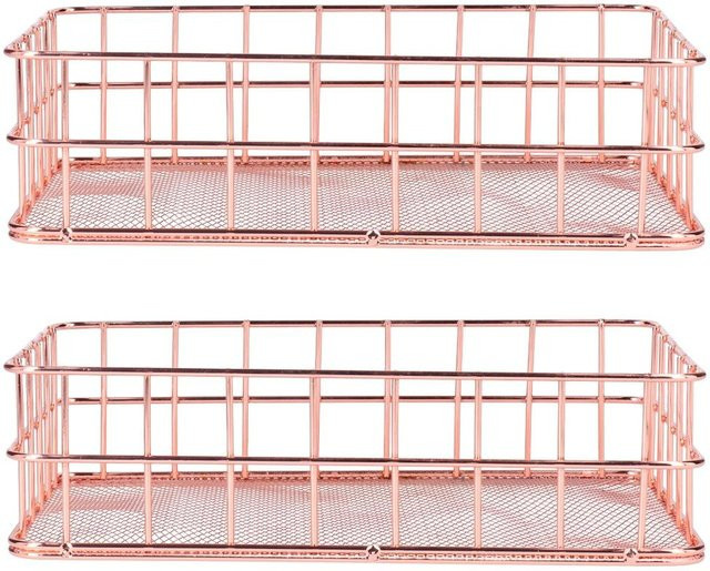 CosyHome 2er-Set Nordic Desktop-Organizer aus Schmiedeeisen in Rose Gold und Beige, Größe L - Bild 1