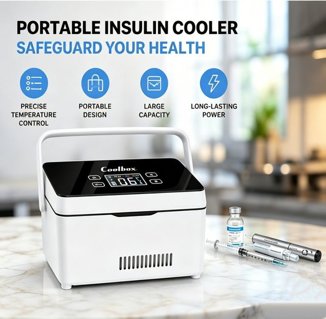 Tragbare Insulin-Kühlbox von BarraDent in Weiß mit 7800mAh Akku, USB-aufladbar und konstanter Temperatur inklusive Tasche - Bild 1