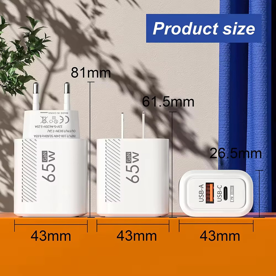 PD 65 W GaN USB-C Schnellladegerät Adapter in Weiß für Samsung, iPhone, Xiaomi und Huawei - Bild 5
