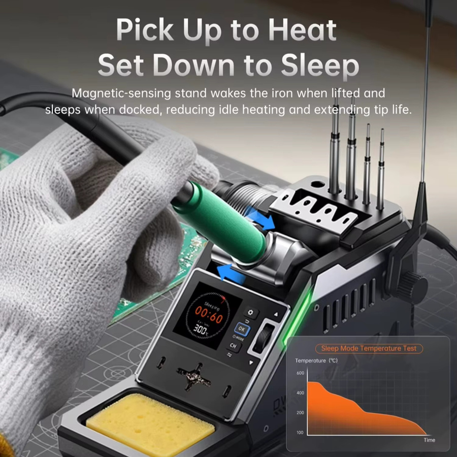 FNIRSI DWS-P2 Tragbare Mini-Lötstation in Schwarz mit 100W Max PD Typ-C und 100 °C-450 °C Schnellheizgerät für Reparaturen - Bild 5