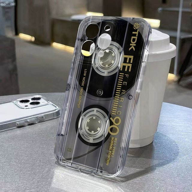 Retro Audioband Muster Handyhülle für Xiaomi 14T Pro 13 12 11 Lite 5G 14 13T 12T und Poco X5 X6 X7 F6 F7 M6 in Transparent - Bild 1
