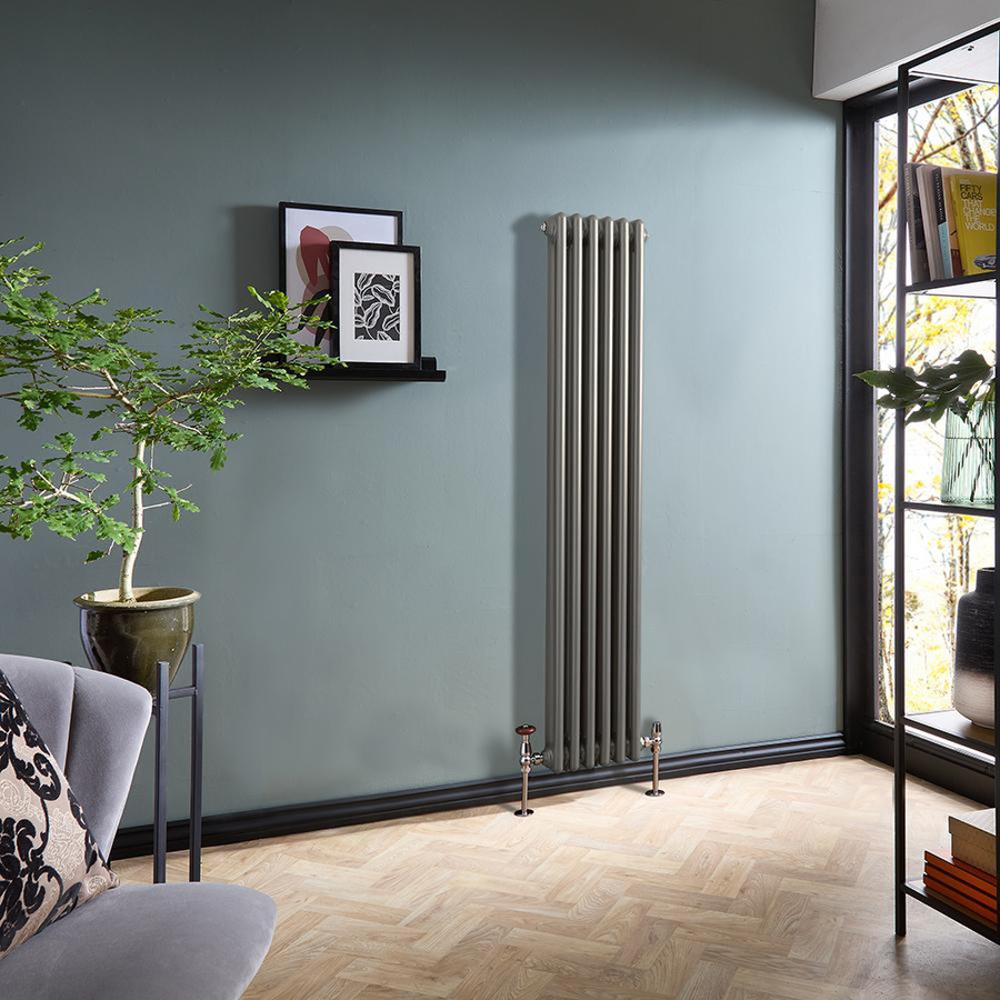 Hudson Reed Gliederheizkörper Regent 2-säulig vertikal in Metallischem Silber, Höhe: 150 cm, Breite: 29 cm - Bild 1