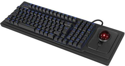 Keysonic KSK-8202ELU-T Kabelgebundene Tastatur mit Trackball, US-Englisch QWERTY, Beleuchtet, Schwarz - Bild 1