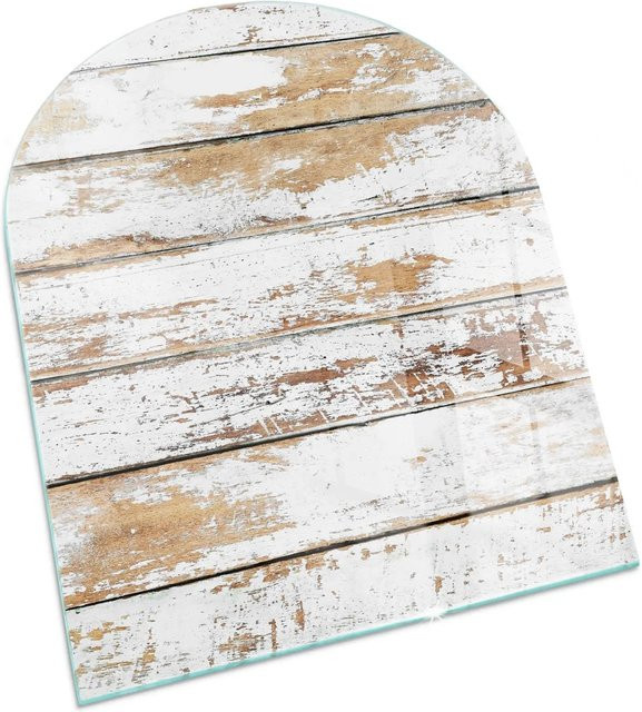 Tulup Glasplatte für Kamin und Öfen in Weiß, Halbkreis, B: 80 cm, H: 70 cm - Bild 1