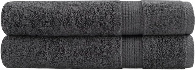 vidaXL Premium-Saunatücher aus Baumwolle, 2 Stück, Anthrazit, B: 80 cm, L: 200 cm, 600 g/m2 - Bild 1
