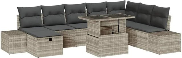 vidaXL Garten-Sofa-Set aus 11 Teilen in Hellgrau aus Poly-Rattan - Bild 1
