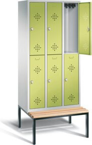 C+P Spind Classic doppelstöckig mit 6 Türen, Front Viridingrün, Korpus Lichtgrau und Gestell Schwarzgrau, H x B x T: 209 x 90 x 81,5 cm - Bild 1